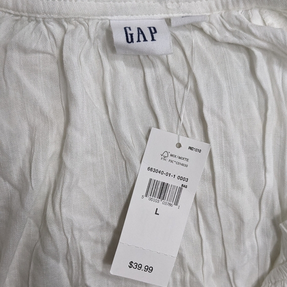 NWT GAP Large Sheer Blouse, White - Picture 2 of 3